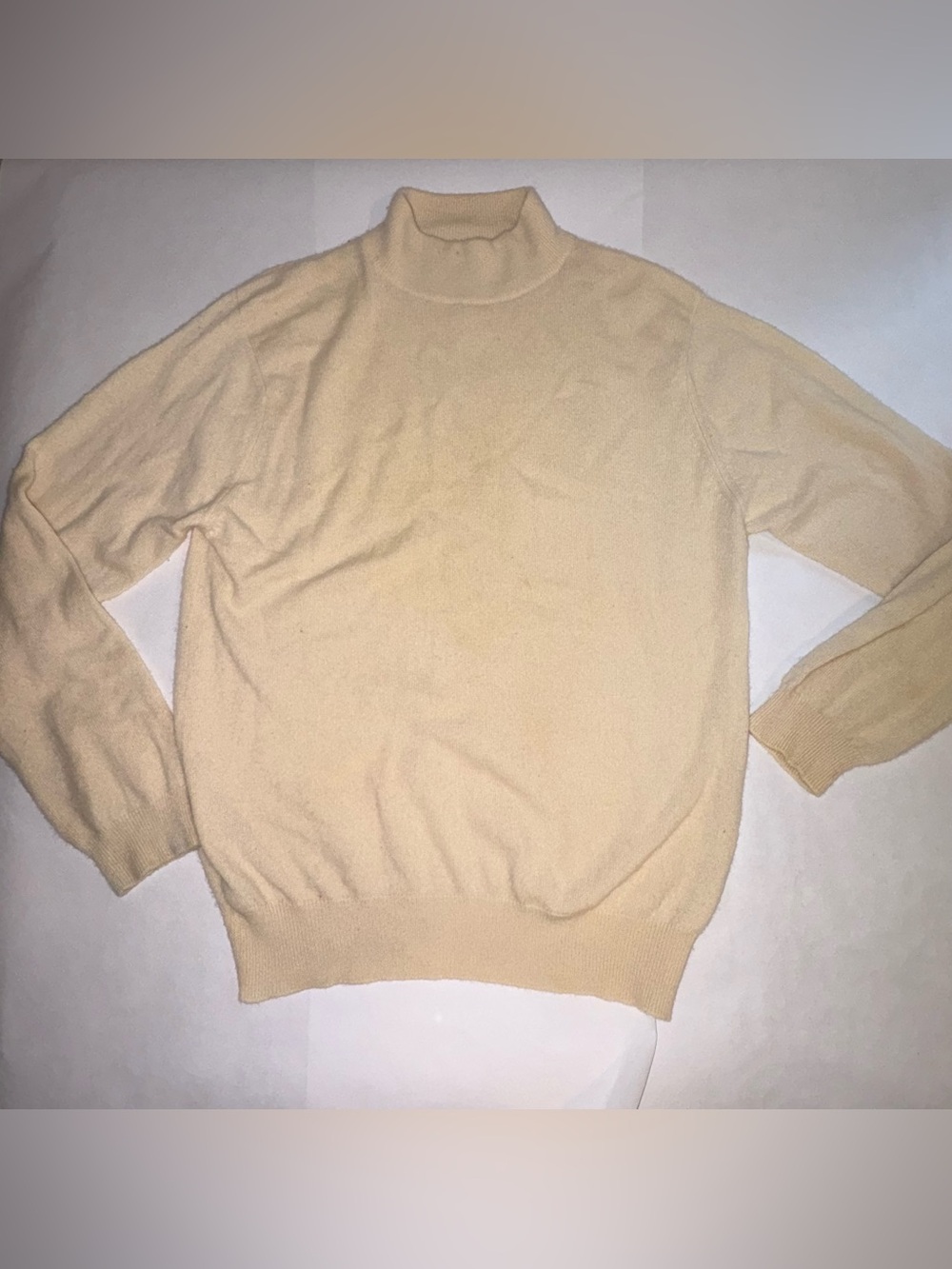 Charter Club 100% Cashmere Cream Mock Neck Knit Sweater Size M